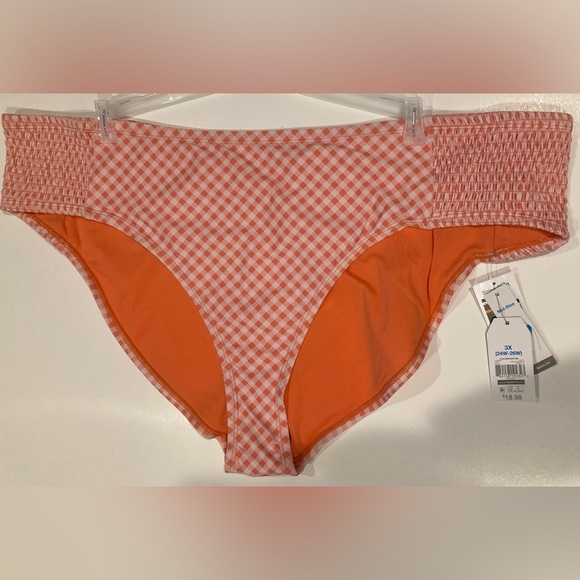 Time and Tru Orange Gingham Bikini Swim Bottom 3X - Picture 5 of 5